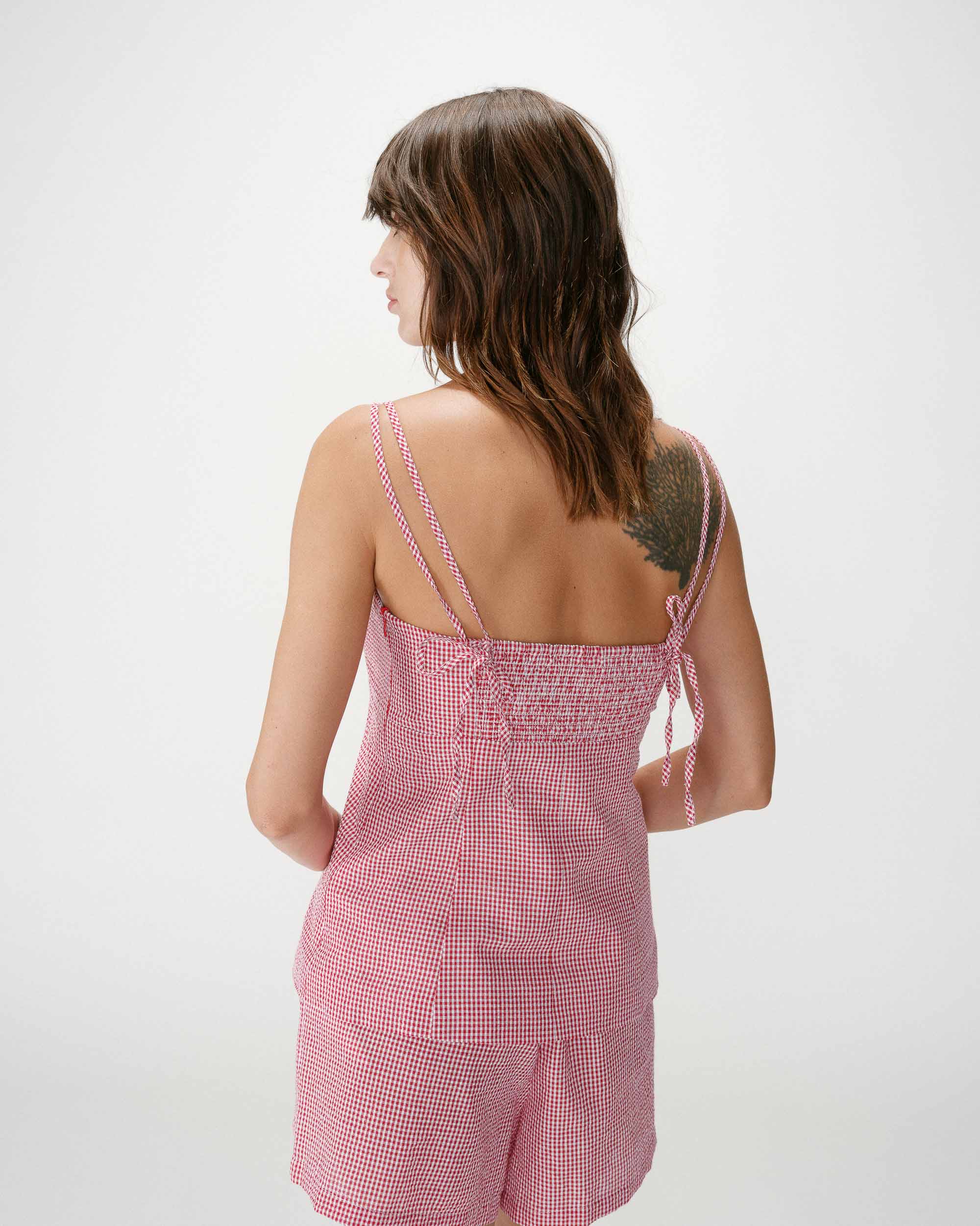 Wynel checked top red