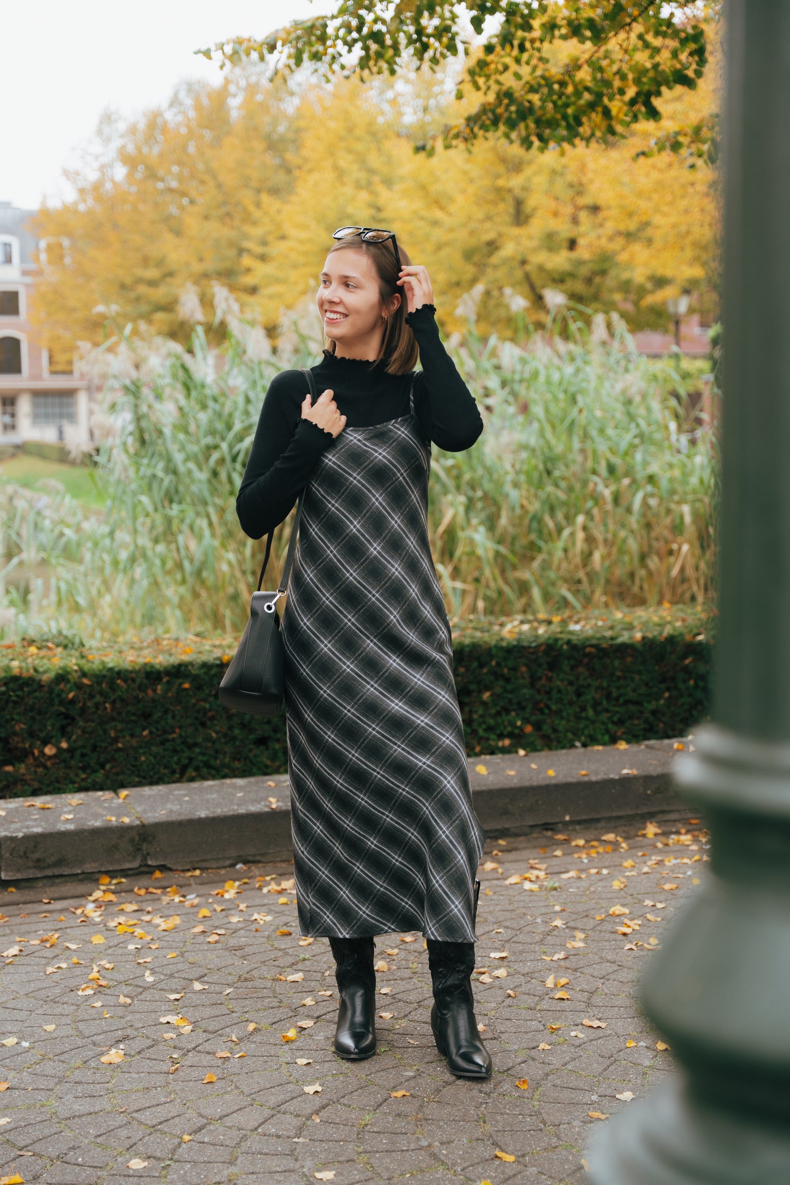 Naïma check dress black