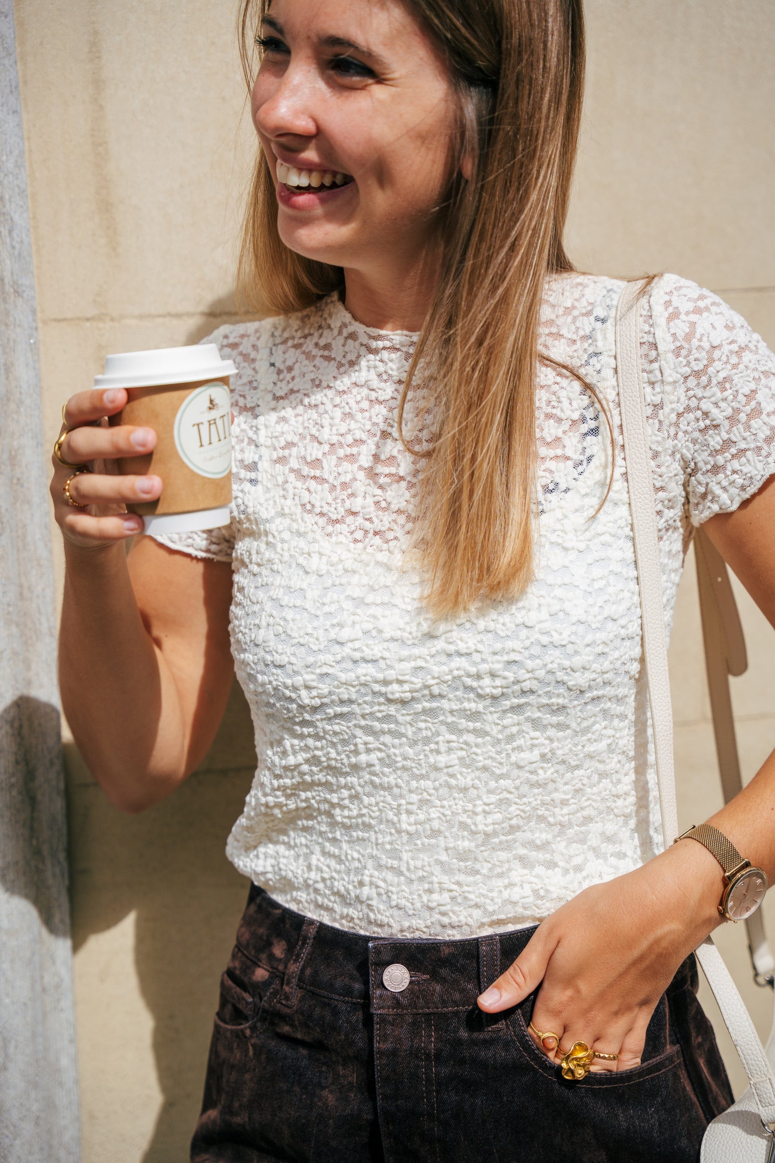 Swift lace T-shirt cream