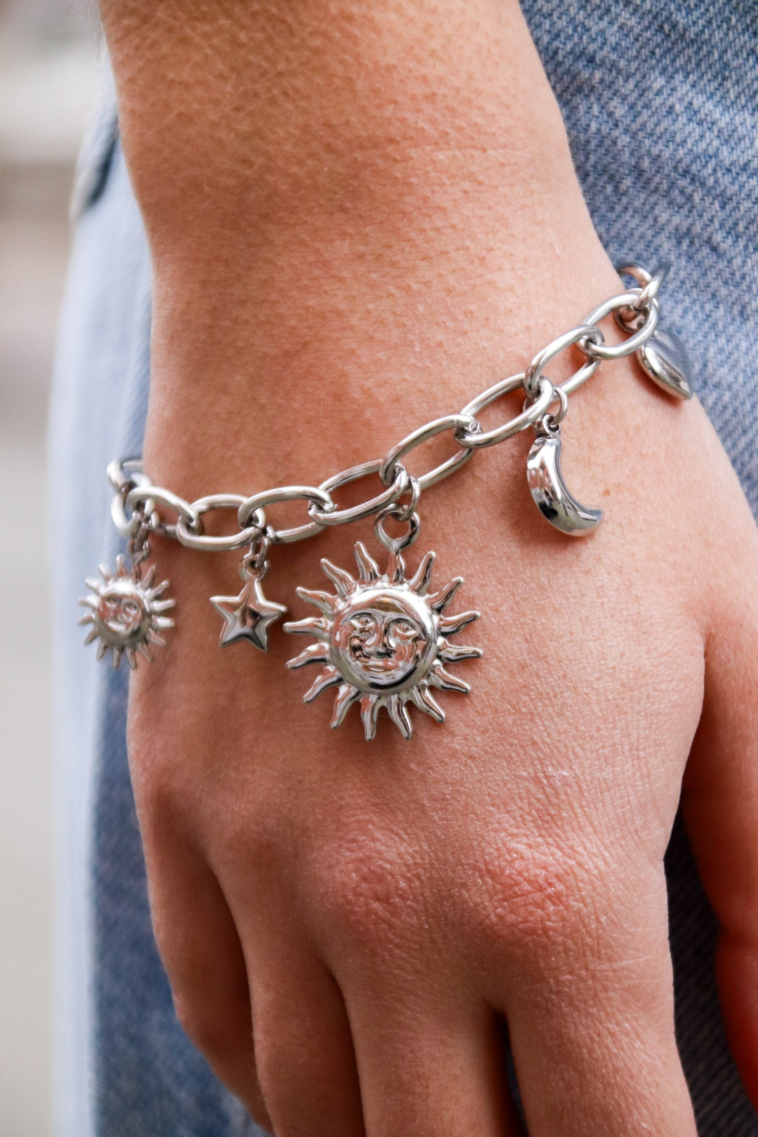 The moon and the stars bracelet silver