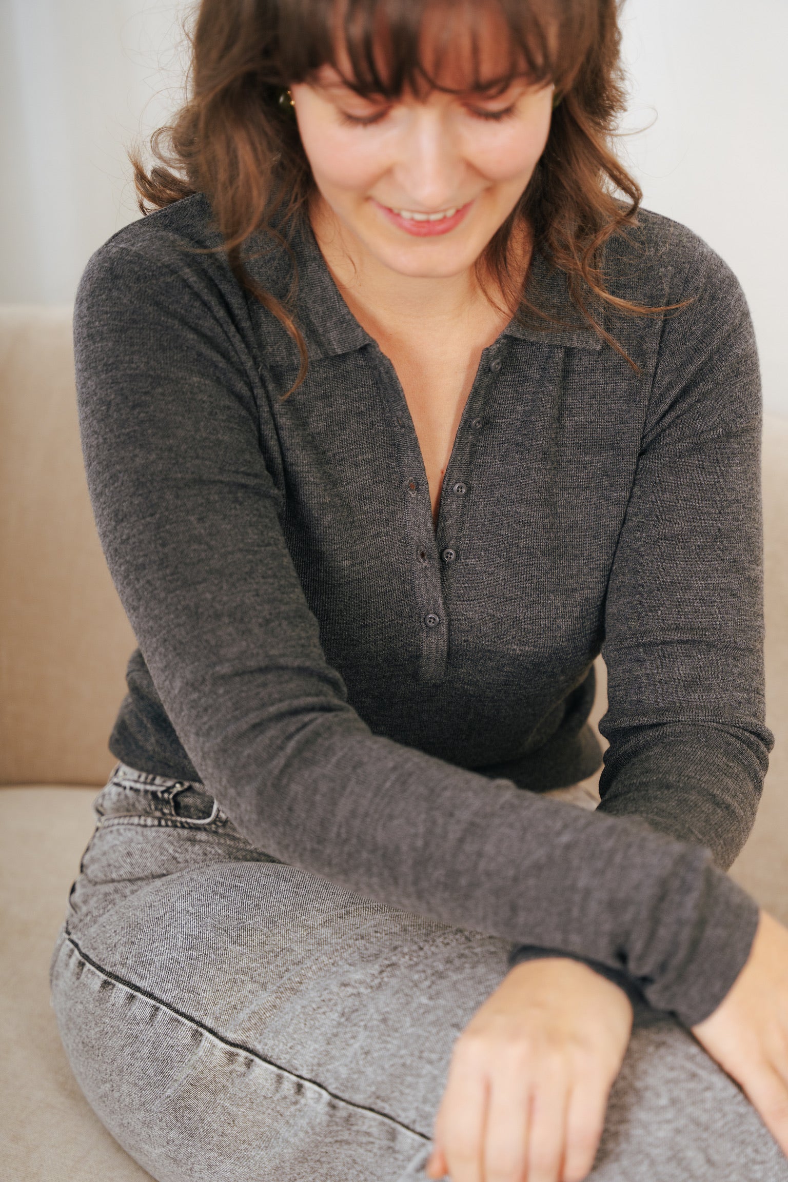 Wren polo longsleeve grey