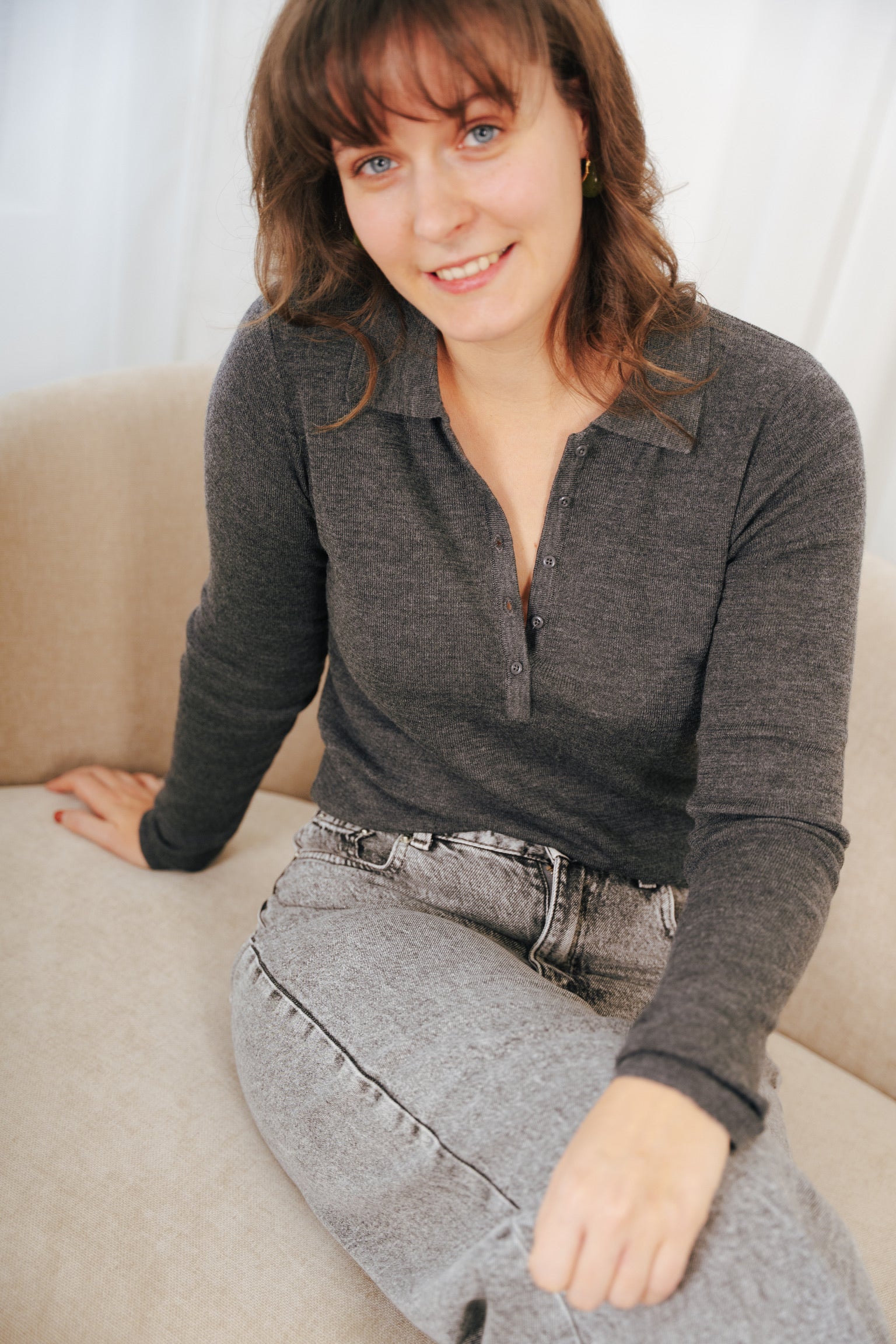 Wren polo longsleeve grey