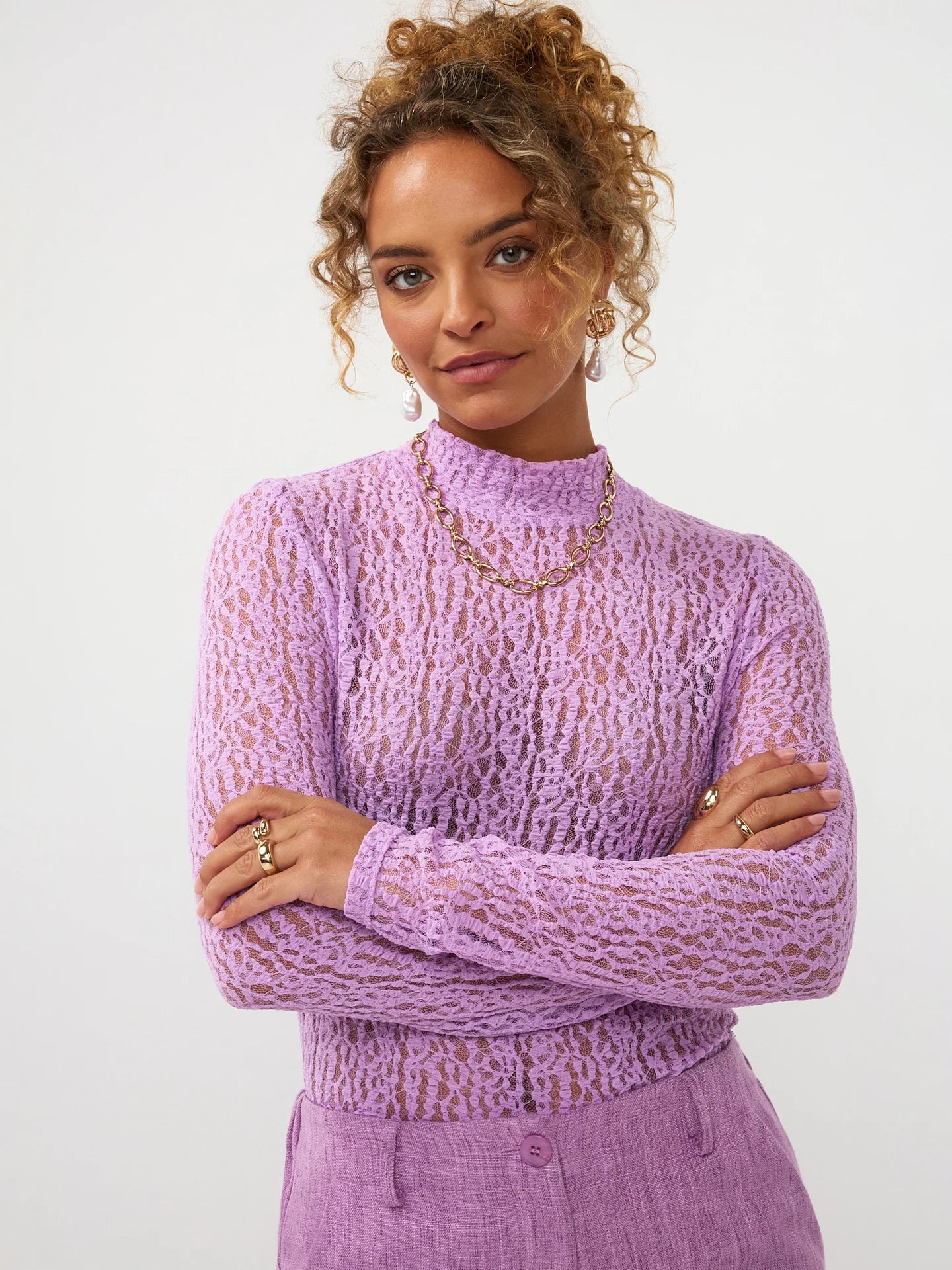 Roberta lace longsleeve violet