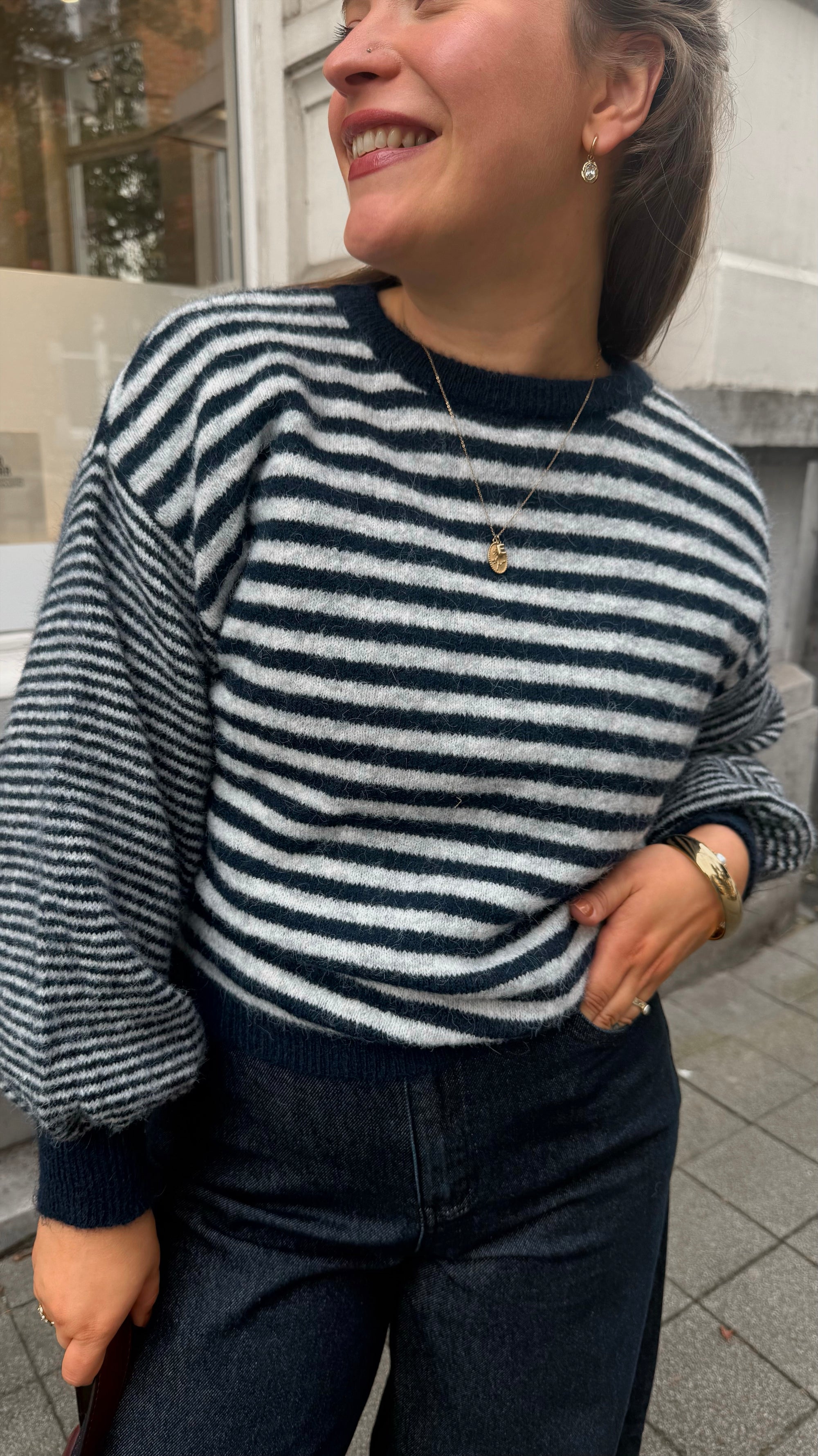Katie striped pull - navy