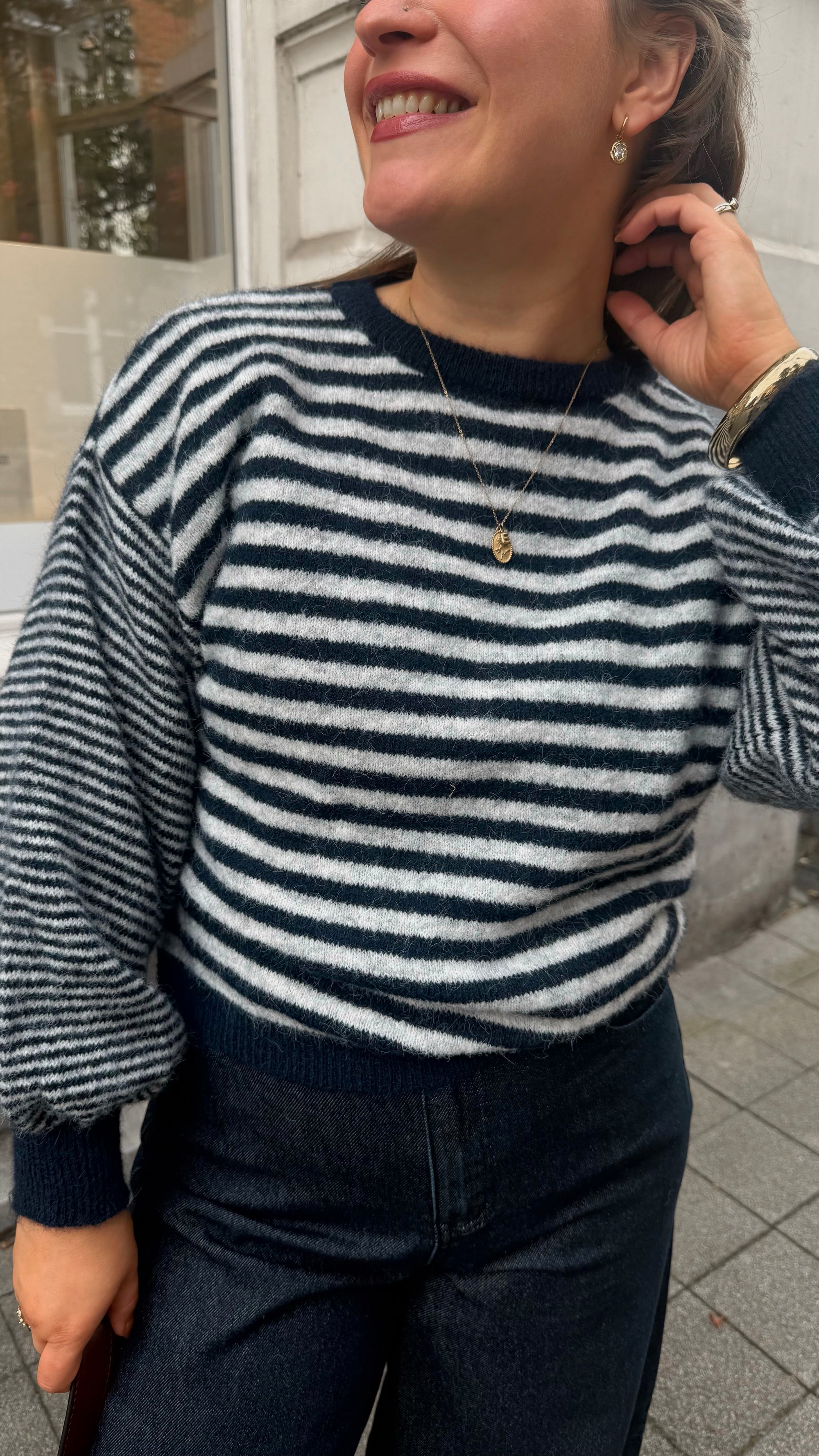 Katie striped pull - navy