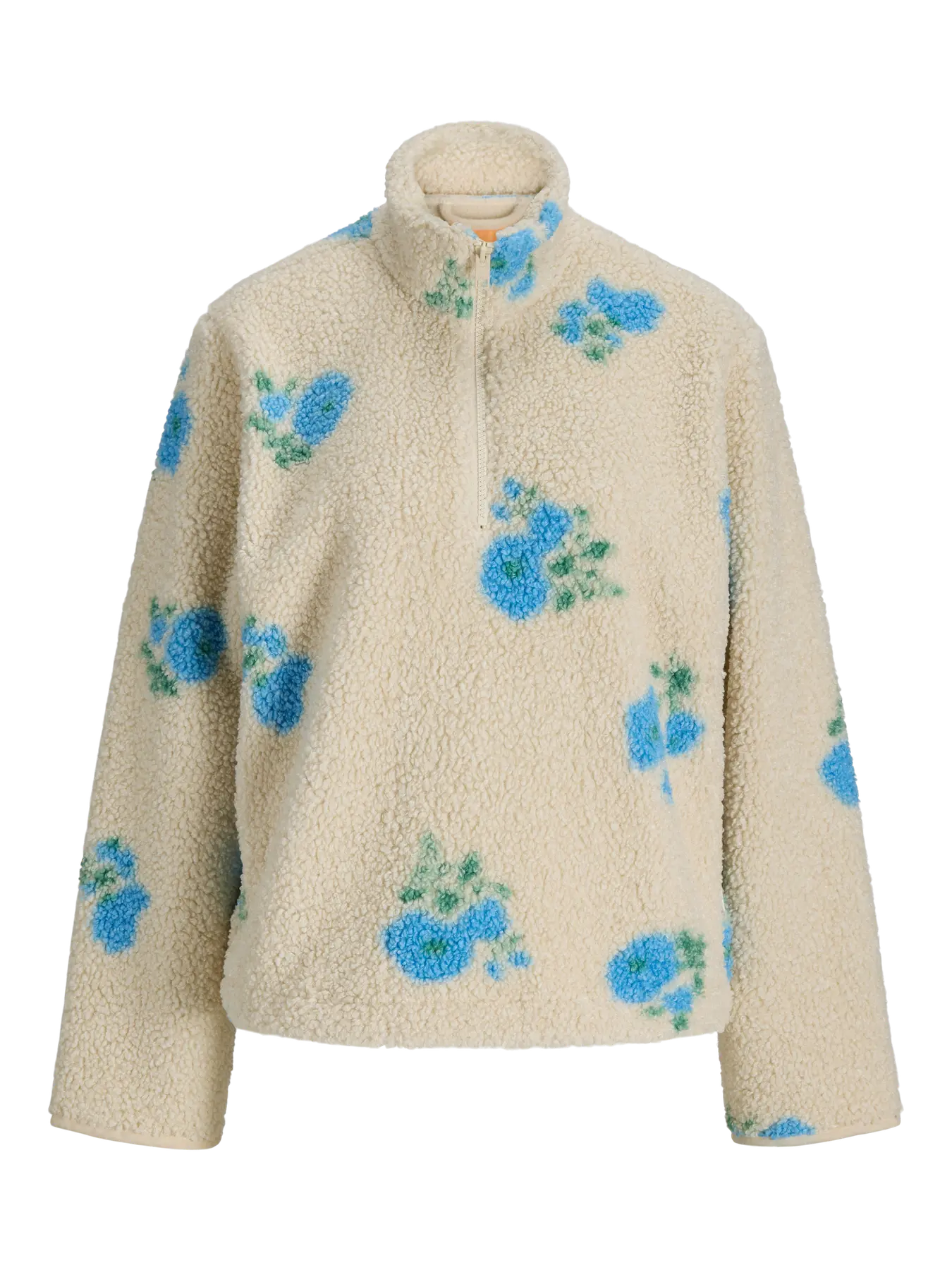 Vera floral halfzip teddy sweater