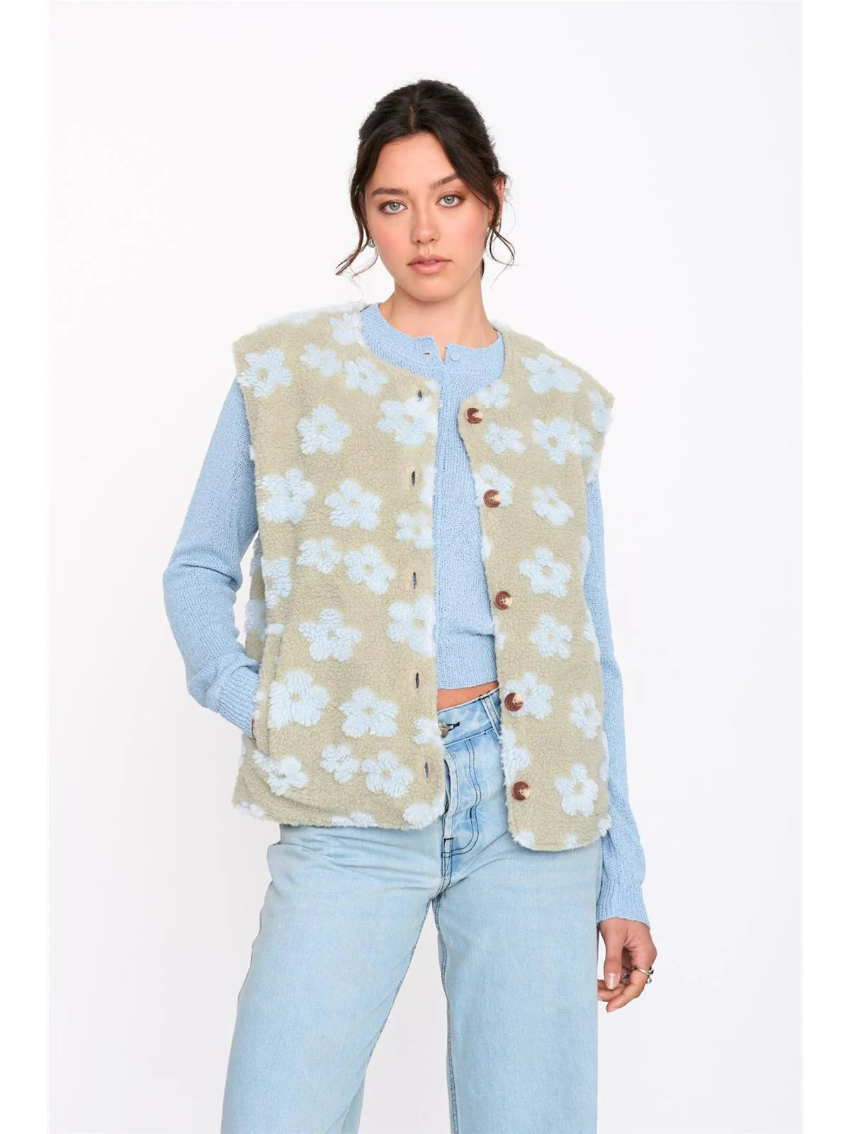 Daisy teddy gilet green